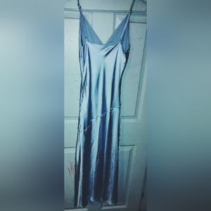 Light Blue Lulu's Satin Silk Dress